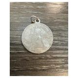 Sterling Silver Round Pendant With Engraved Figure