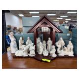 14-Piece Lenox Porcelain Nativity Set with Wooden