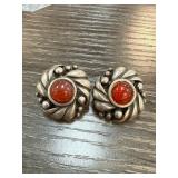 Sterling Silver Earrings with Amber-Colored Stones