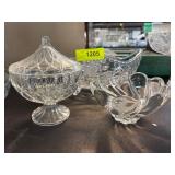 Three Clear Glass Decorative Bowls