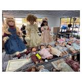 Porcelain and Cloth Dolls with Accessories