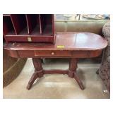 Wooden Side Table with Single Drawer and Pedestal