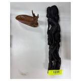 Two African Hand-Carved Wooden Sculptures