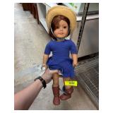 American Girl Doll in Blue Outfit and Cowboy Hat