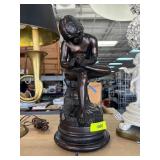 Bronze-Look Sculpture of Seated Figure