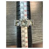 Sterling Silver Ring with Clear Stone Accents