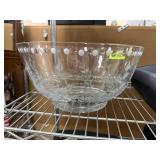 Etched Clear Glass Bowl With Leaf Design