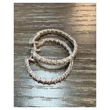 Sterling Silver Hoop Earrings with Diamonds