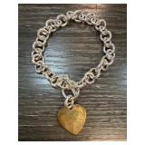 Sterling Silver Bracelet with Heart Charm