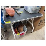 White Folding Table with Black Surface