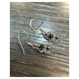 Sterling Silver Onyx and Marcasite Earrings