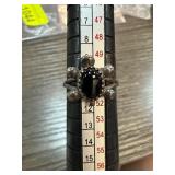 Sterling Silver Onyx Spider-Themed Ring