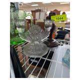 Two Candleholders, Glass and Wood