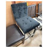 Black Velvet Bar Stool with Chrome Legs