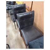 Two Brown Faux Leather Bar Stools