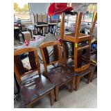 Four Wooden Dining Chairs with Cushioned Seats
