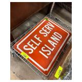 Self Serv Island Metal Sign in Red and White