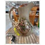 Belk Floral Pitcher With Hand-Painted Gold Trim