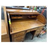Wood Roll-Top Desk With Storage and Drawers