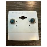 Sterling Silver Stud Earrings with Blue Stones