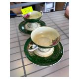 Lefton China Tea Cups and Saucers with Rose Motif