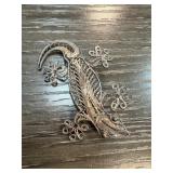 Sterling Silver Filigree Lizard Brooch Pin