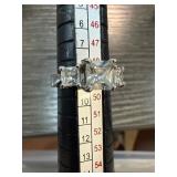 Sterling Silver Ring with Clear Stones
