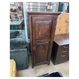 Wooden Cabinet With Two Shelves and Adjustable Lat