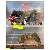 Sterilite Bin of Assorted Vintage Buttons and Sewi