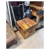 Wooden Storage Chest with Hinged Lid and Handles