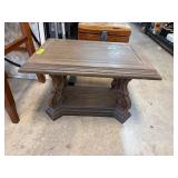 Rustic Wooden Coffee Table with Decorative Base