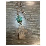 Sterling Silver Cross Necklace Missing Stones
