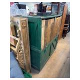 Green Wooden Storage Cabinet With Sliding Doors