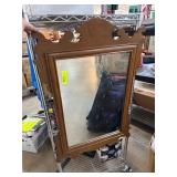 Wooden Framed Decorative Mirror with Scrolled Top