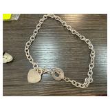 Sterling Silver Chain Necklace w Heart Charm
