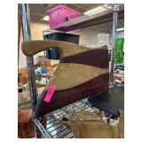 Wooden Cutting Board with Handle in Two-Tone Desig