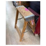 Wooden Step Stool with Metal Reinforcements