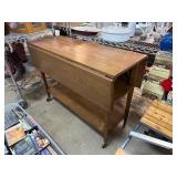 Mid-Century Drop-Leaf Wooden Serving Cart