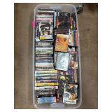 DVDs in Plastic Storage Bin