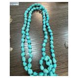 Three-Strand Turquoise Nugget Bead Necklace