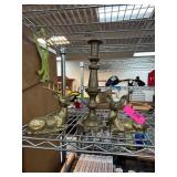 Brass Deer Figures and Candlestick Holder