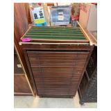 Wooden Tambour Cabinet with Green Felt Panels