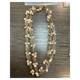 Multi-Strand Braided Necklace with Pink Pearls