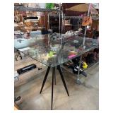 Glass Square Table with Metal Tripod Base