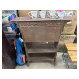 Wooden Drop-Front Secretary Desk with Shelves