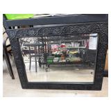 Espresso Carved Island Mirror with Floral Design