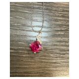 Sterling Silver Pendant with Lab-Created Ruby