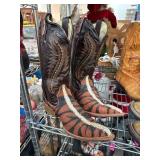 Stingray Leather Cowboy Boots with Embroidered Sha