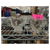 Clear Glass Creamer and Sugar Set with Floral Silv