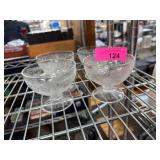 4 Etched Glass Sherbet Cups